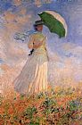 Claude Monet Wall Art - Woman with a Paraso Facing Right